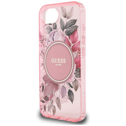 MagSafe Hülle für Apple iPhone 16e, Guess, IML Flowers, Rosa
