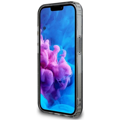 MagSafe Hülle für Apple iPhone 16e, Guess, IML Metal Glitter Flowers Triangle, Schwarz