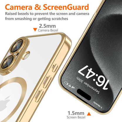 MagSafe-Hülle für Apple iPhone 17e / 16e, Techsuit, Luxury Crystal, Gold