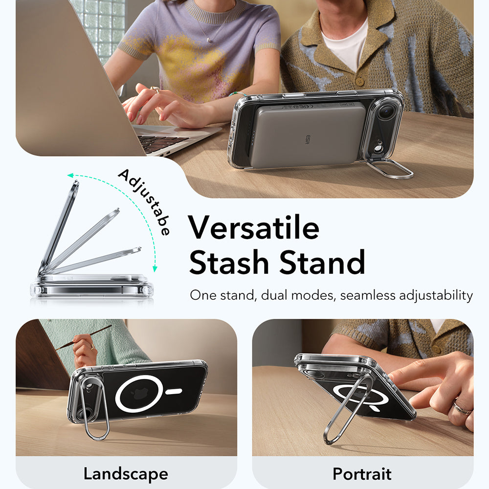 MagSafe Hülle für Apple iPhone 17 Air, ESR, Classic Hybrid Kickstand, Transparent