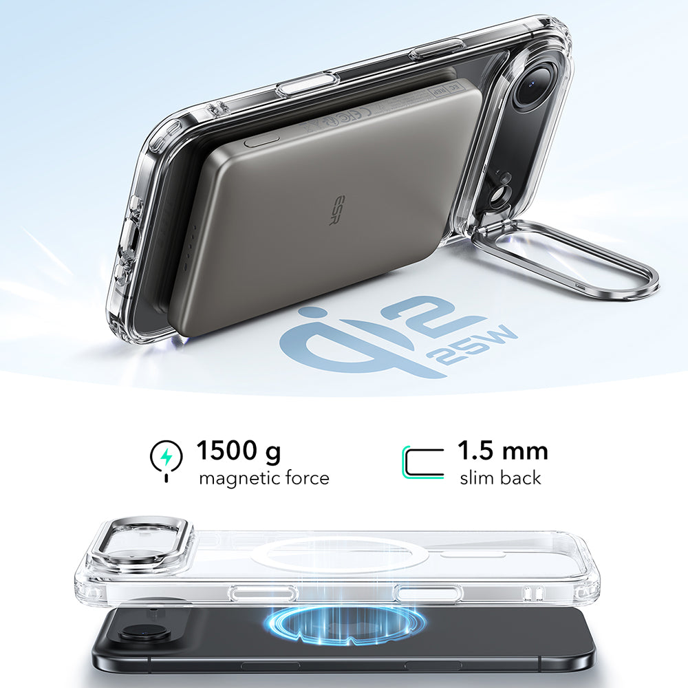 MagSafe Hülle für Apple iPhone 17 Air, ESR, Classic Hybrid Kickstand, Transparent