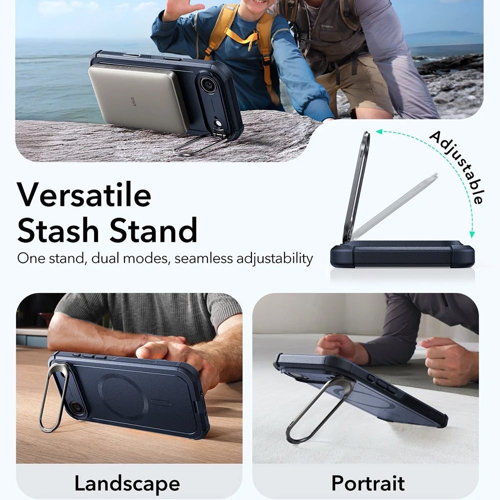 MagSafe Hülle für Apple iPhone 17 Air, ESR, Cyber Armor Kickstand, Blau