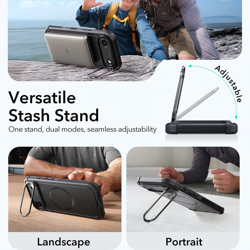 MagSafe Hülle für Apple iPhone 17 Air, ESR, Cyber Armor Kickstand, Schwarz