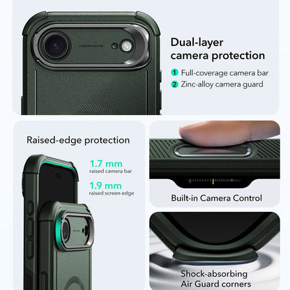 MagSafe Hülle für Apple iPhone 17 Air, ESR, Cyber Armor Kickstand, Grün