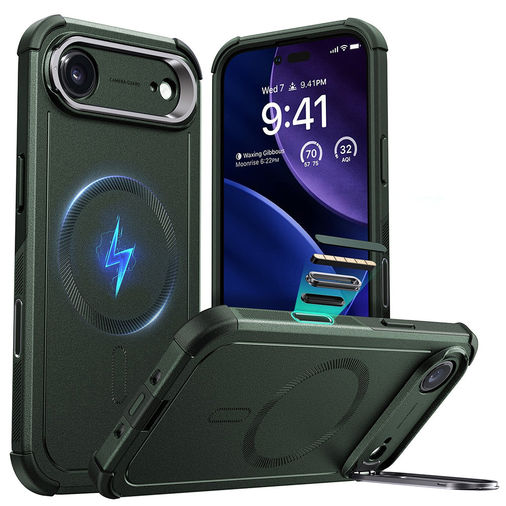 MagSafe Hülle für Apple iPhone 17 Air, ESR, Cyber Armor Kickstand, Grün