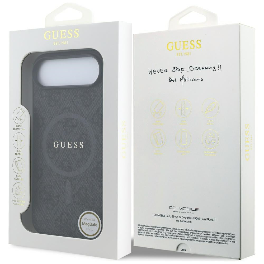 MagSafe Hülle für Apple iPhone 17 Air, Guess, 4G Ring Classic Logo, Schwarz