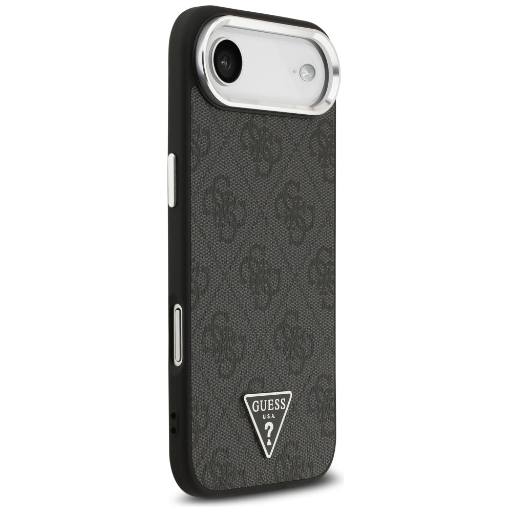 MagSafe Hülle für Apple iPhone 17 Air, Guess, 4G Triangle Logo, Schwarz Silbern