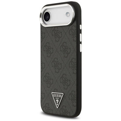 MagSafe Hülle für Apple iPhone 17 Air, Guess, 4G Triangle Logo, Schwarz Silbern