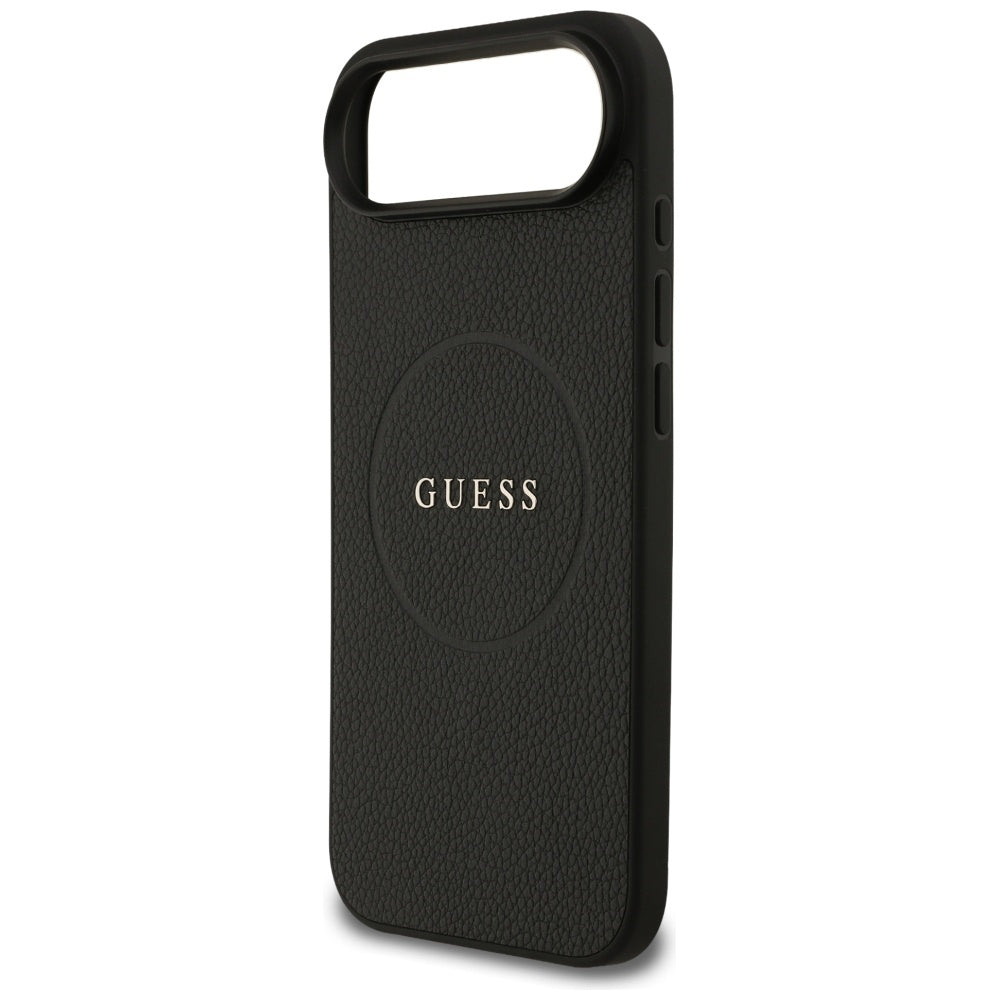 MagSafe Hülle für Apple iPhone 17 Air, Guess, Grained Gold Ring, Schwarz