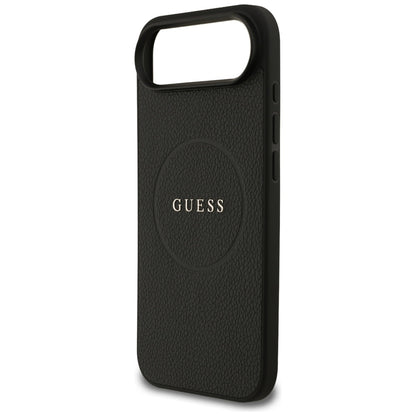 MagSafe Hülle für Apple iPhone 17 Air, Guess, Grained Gold Ring, Schwarz