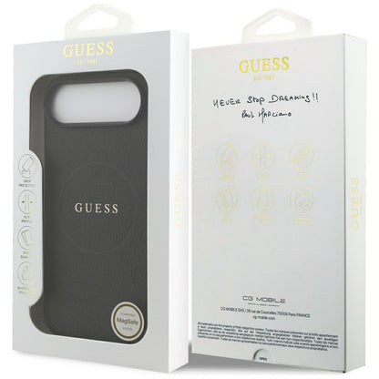 MagSafe Hülle für Apple iPhone 17 Air, Guess, Grained Gold Ring, Schwarz