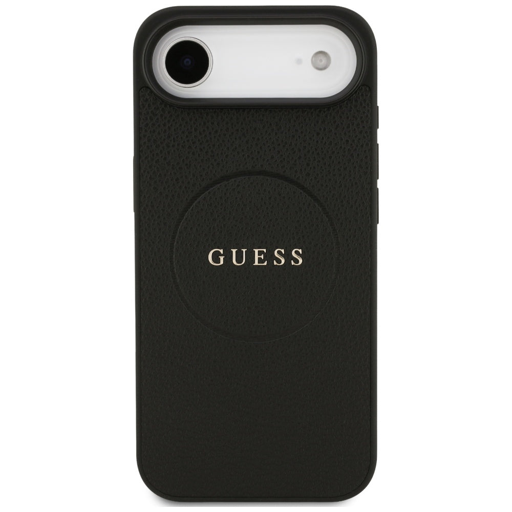 MagSafe Hülle für Apple iPhone 17 Air, Guess, Grained Gold Ring, Schwarz