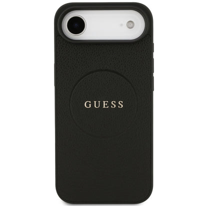 MagSafe Hülle für Apple iPhone 17 Air, Guess, Grained Gold Ring, Schwarz