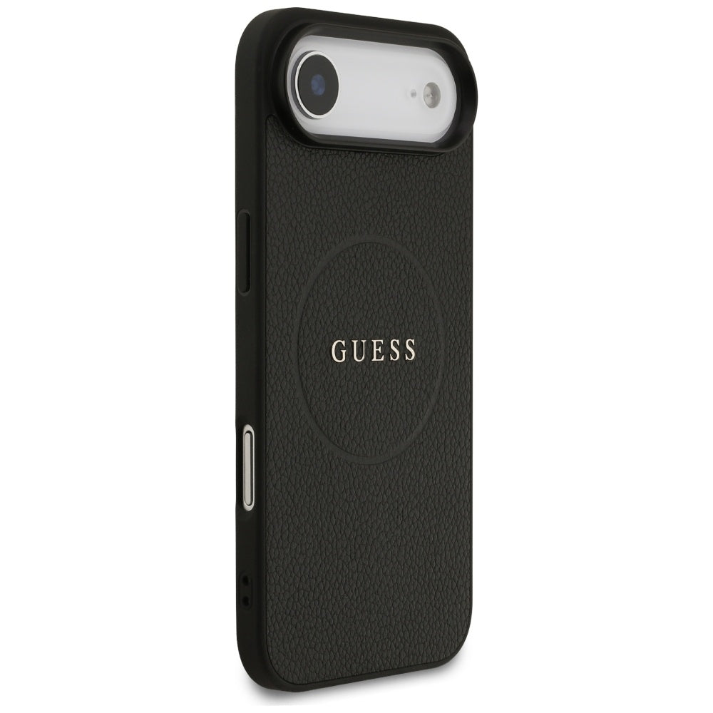 MagSafe Hülle für Apple iPhone 17 Air, Guess, Grained Gold Ring, Schwarz