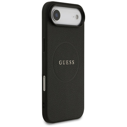 MagSafe Hülle für Apple iPhone 17 Air, Guess, Grained Gold Ring, Schwarz