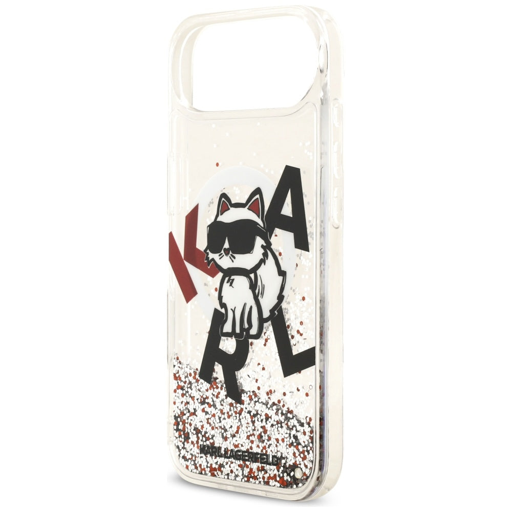 MagSafe Case for Apple iPhone 17 Air, Karl Lagerfeld, Liquid Glitter Choupette Logo, Transparent