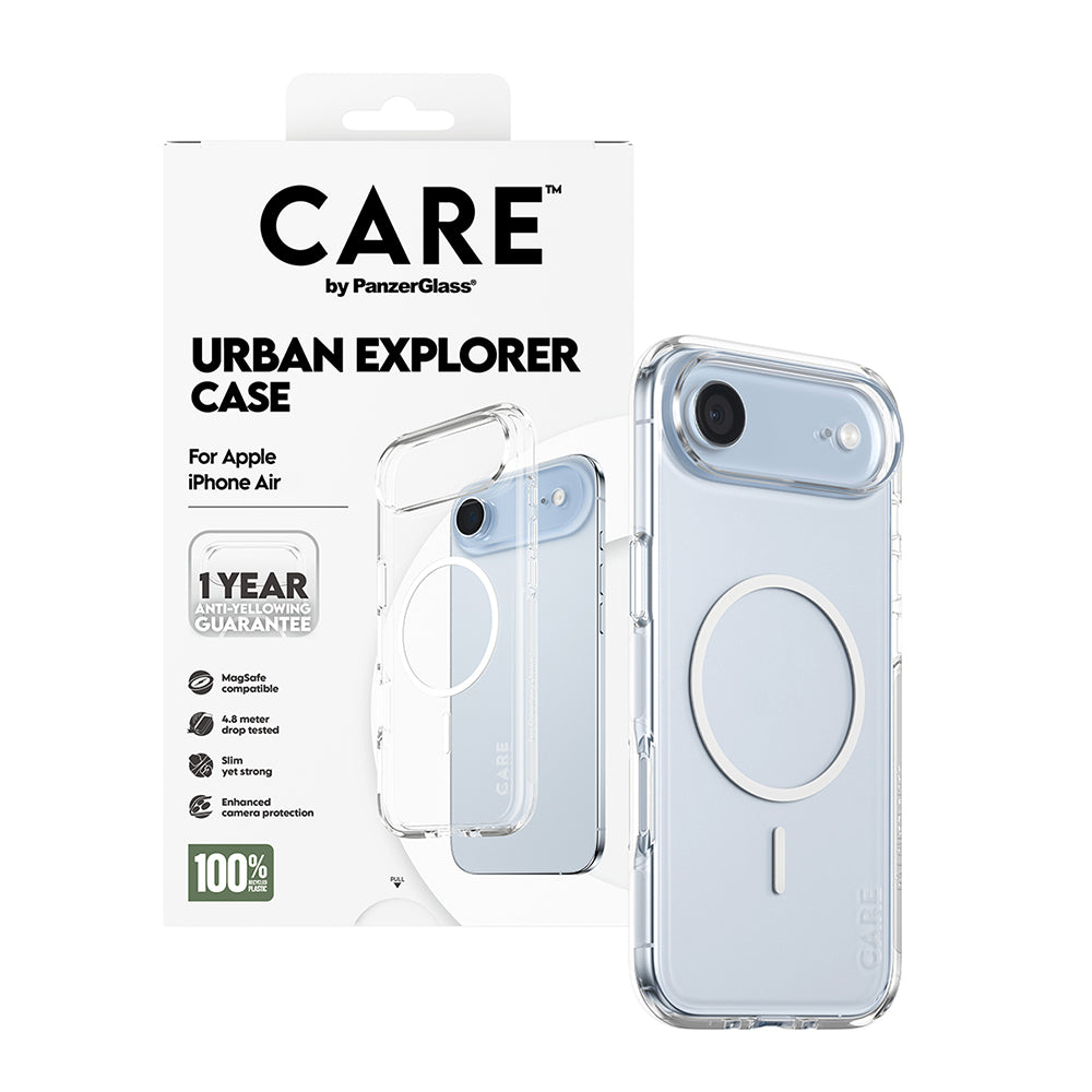 MagSafe Case for Apple iPhone 17 Air, PanzerGlass, Urban Explorer Care, White Transparent