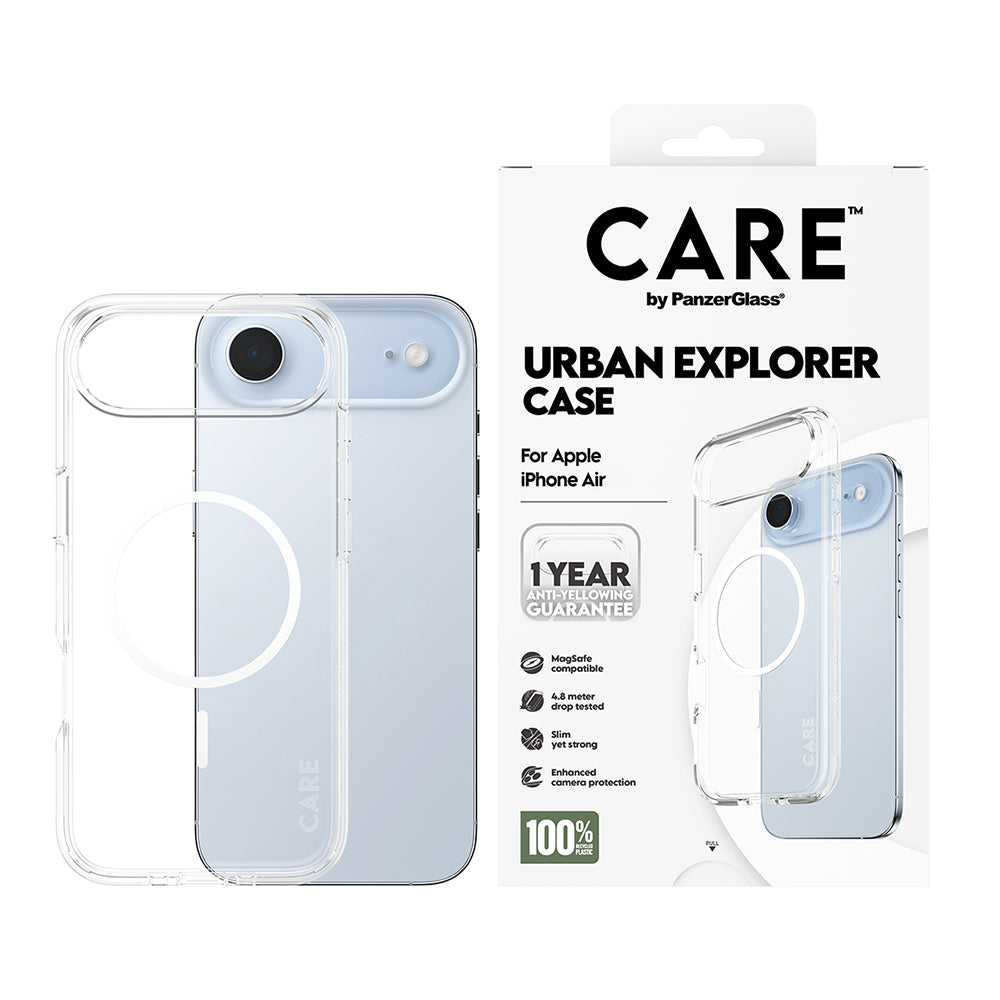 MagSafe Case for Apple iPhone 17 Air, PanzerGlass, Urban Explorer Care, White Transparent
