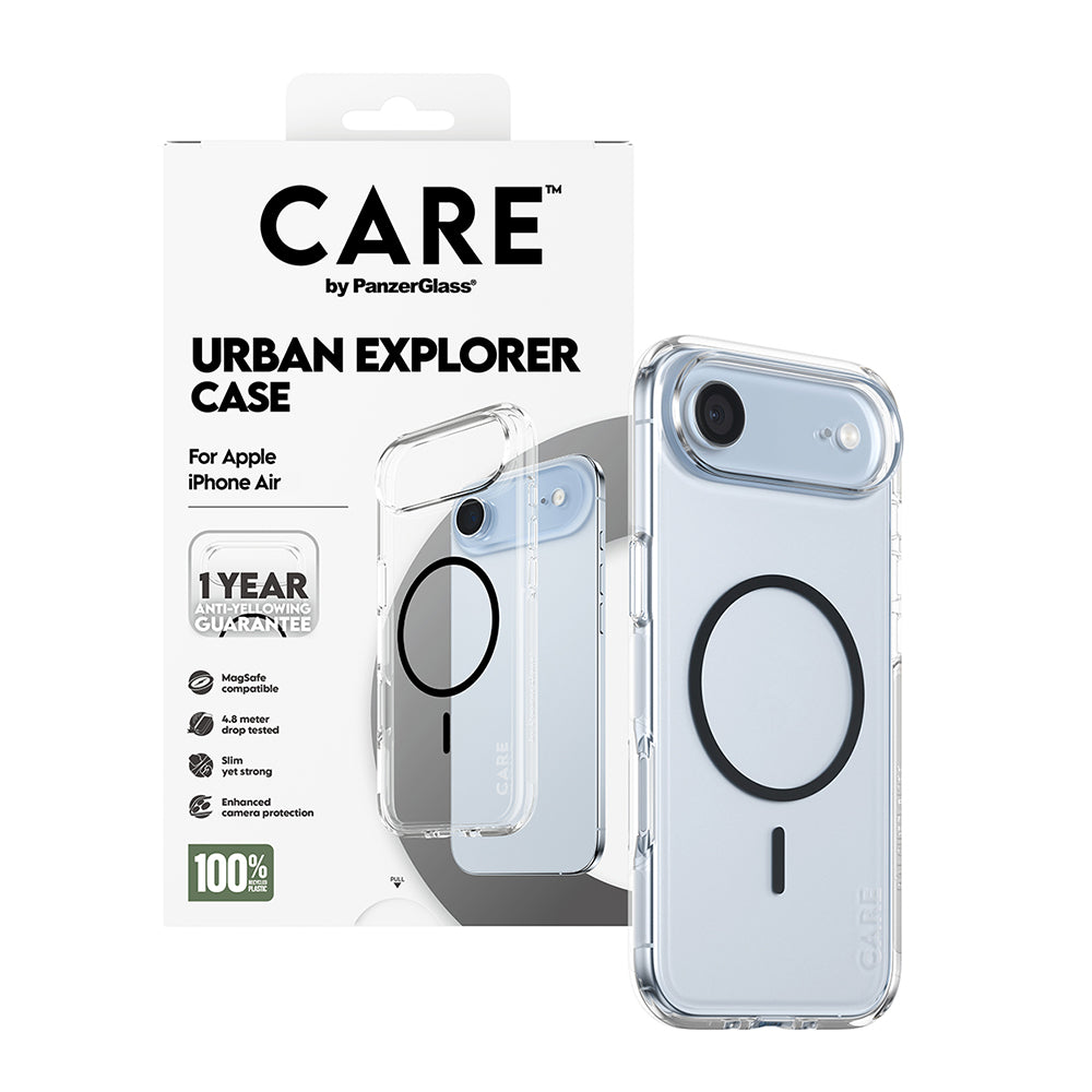 MagSafe Hülle für Apple iPhone 17 Air, PanzerGlass, Care Urban Explorer, Transparent Schwarz