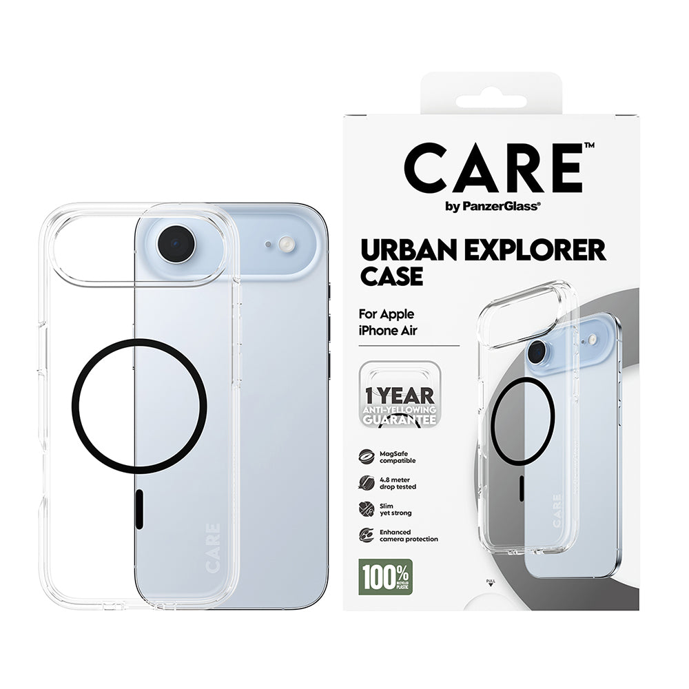 MagSafe Hülle für Apple iPhone 17 Air, PanzerGlass, Care Urban Explorer, Transparent Schwarz