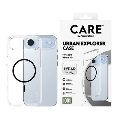 MagSafe Hülle für Apple iPhone 17 Air, PanzerGlass, Care Urban Explorer, Transparent Schwarz