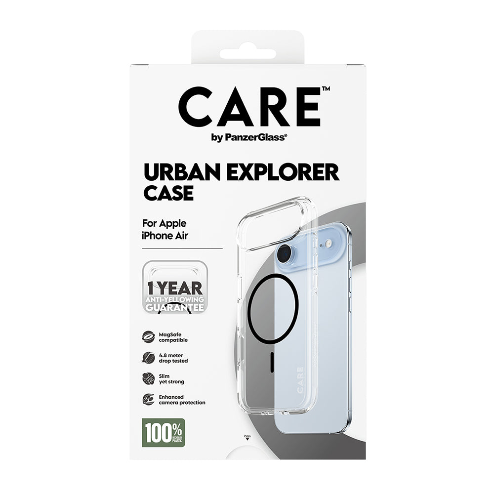 MagSafe Hülle für Apple iPhone 17 Air, PanzerGlass, Care Urban Explorer, Transparent Schwarz