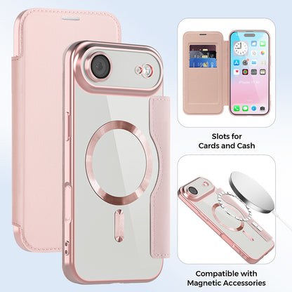 MagSafe Case for Apple iPhone 17 Air, Techsuit, SmartMag Book, Pink