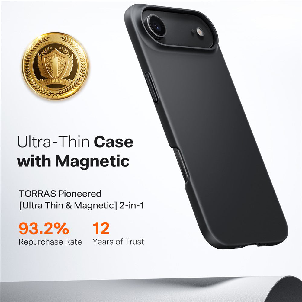 MagSafe Hülle für Apple iPhone 17 Air, Torras, SlimFit, Schwarz