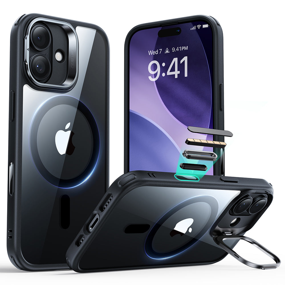 MagSafe Hülle für Apple iPhone 17, ESR, Classic Hybrid Kickstand, Schwarz Transparent
