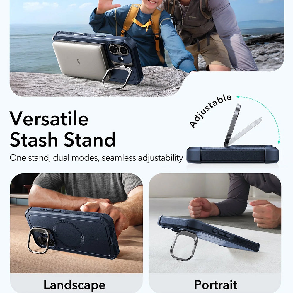 MagSafe Hülle für Apple iPhone 17, ESR, Cyber Armor Kickstand, Blau