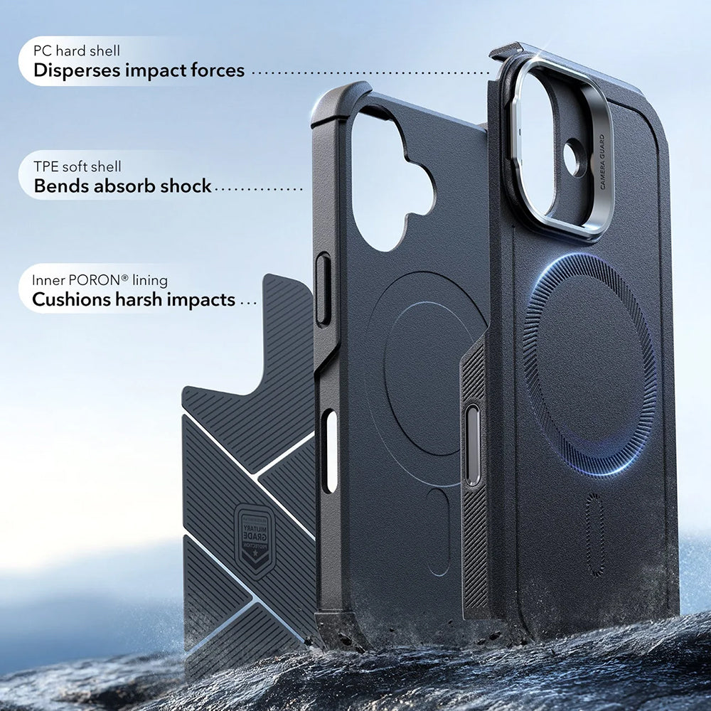 MagSafe Hülle für Apple iPhone 17, ESR, Cyber Armor Kickstand, Schwarz