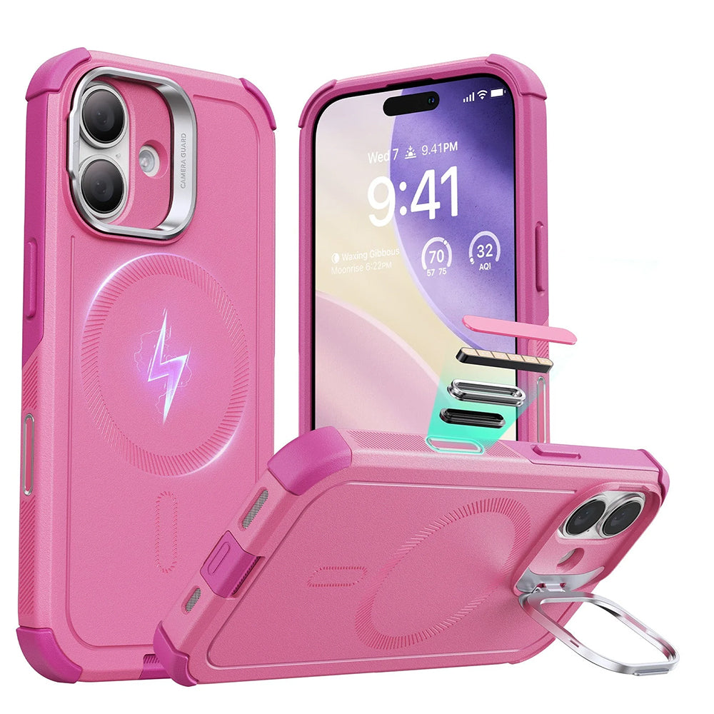 MagSafe Hülle für Apple iPhone 17, ESR, Cyber Armor Kickstand, Rosa