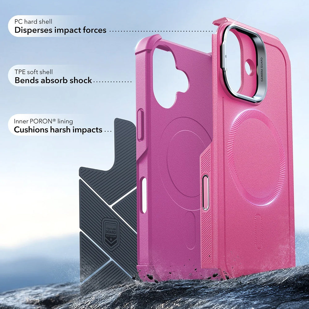 MagSafe Hülle für Apple iPhone 17, ESR, Cyber Armor Kickstand, Rosa