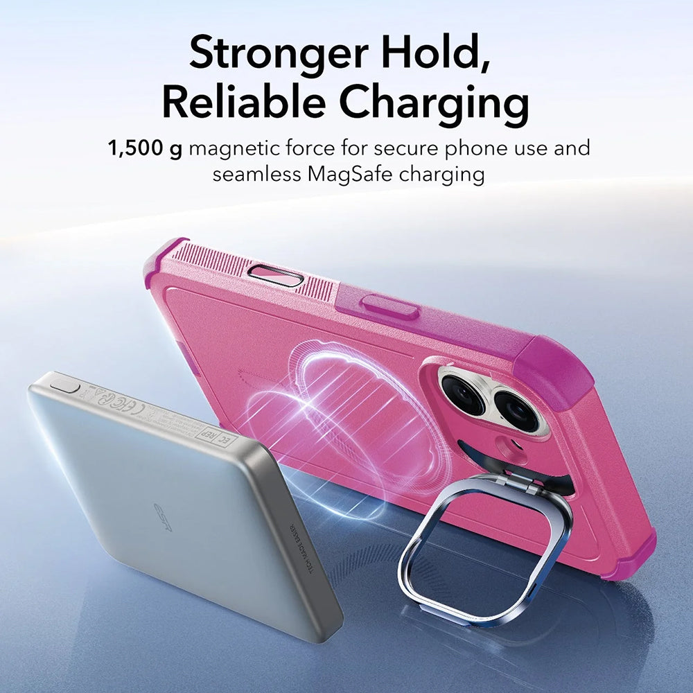 MagSafe Hülle für Apple iPhone 17, ESR, Cyber Armor Kickstand, Rosa