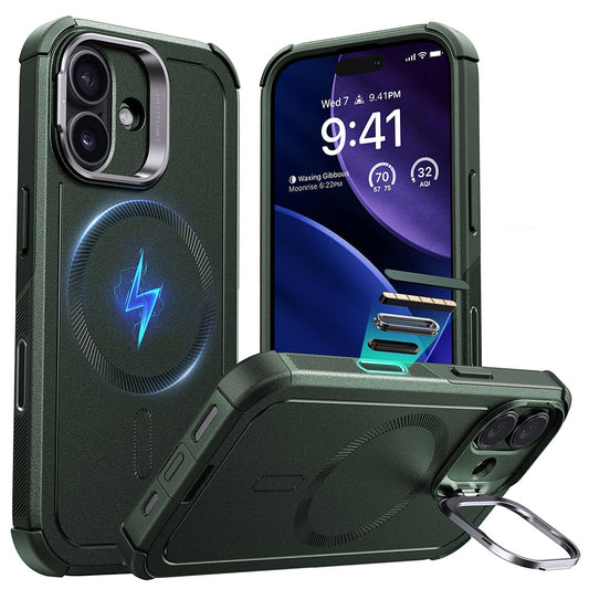 MagSafe Hülle für Apple iPhone 17, ESR, Cyber Armor Kickstand, Grün