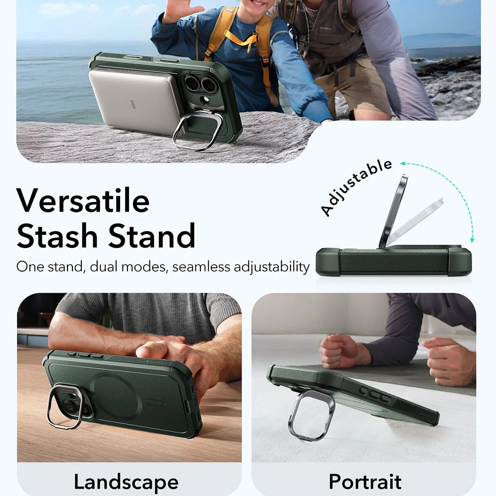 MagSafe Hülle für Apple iPhone 17, ESR, Cyber Armor Kickstand, Grün