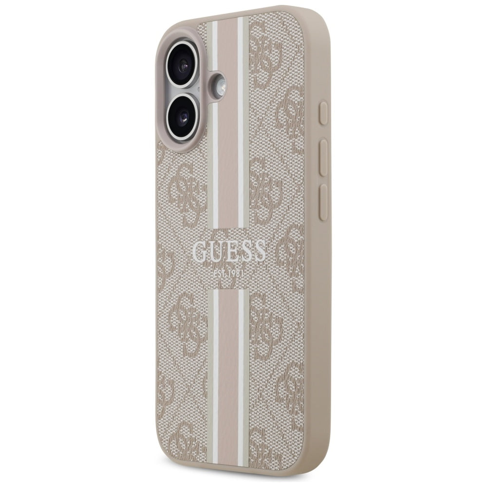 MagSafe Hülle für Apple iPhone 17, Guess, 4G Printed Stripes, Rosa