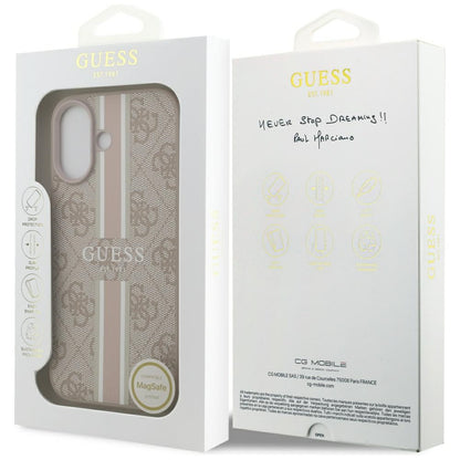 MagSafe Hülle für Apple iPhone 17, Guess, 4G Printed Stripes, Rosa