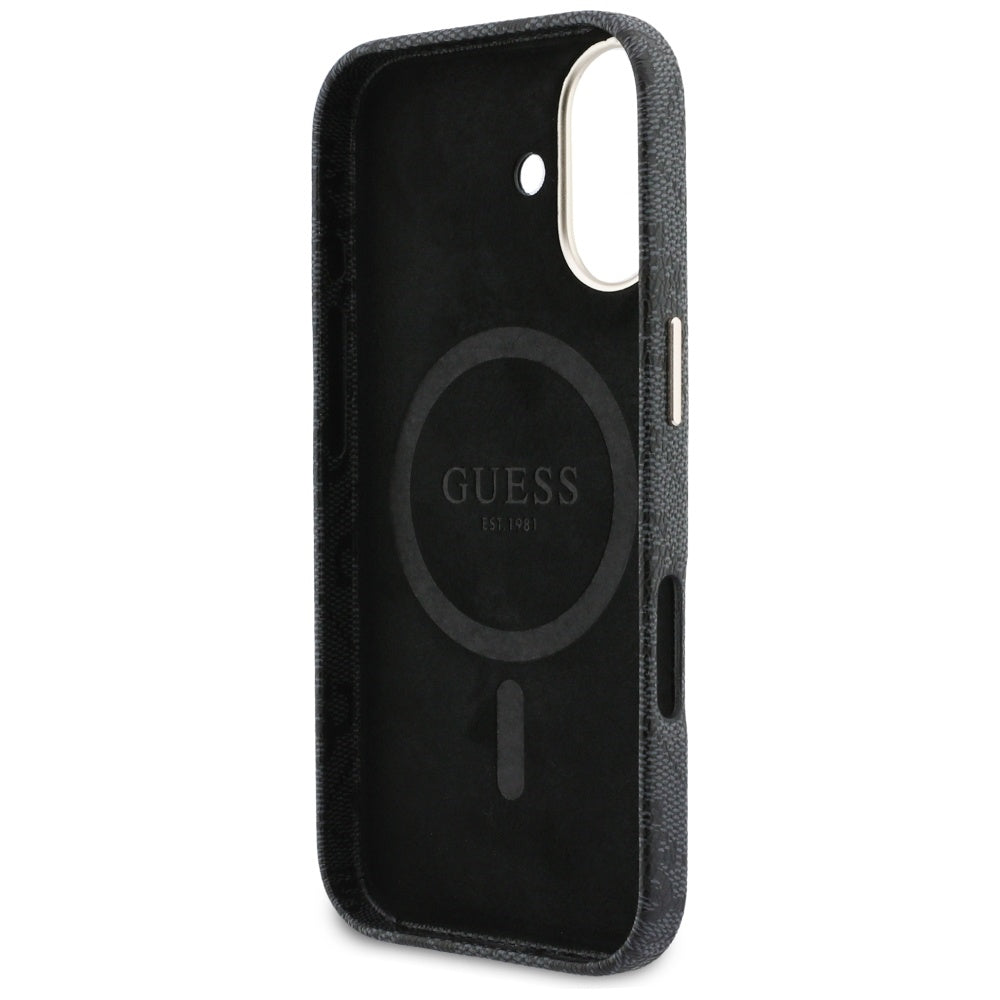 MagSafe Hülle für Apple iPhone 17, Guess, 4G Script Logo, Schwarz