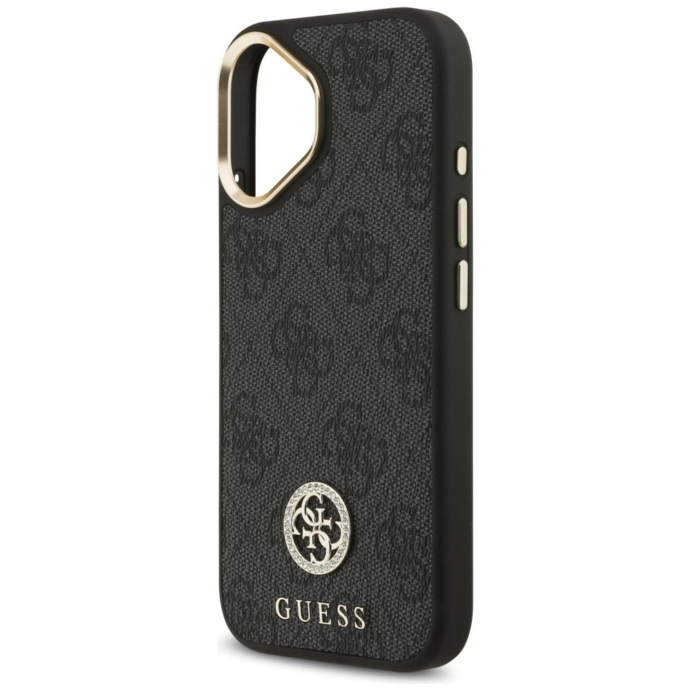 MagSafe Hülle für Apple iPhone 17, Guess, 4G Strass Logo, Schwarz