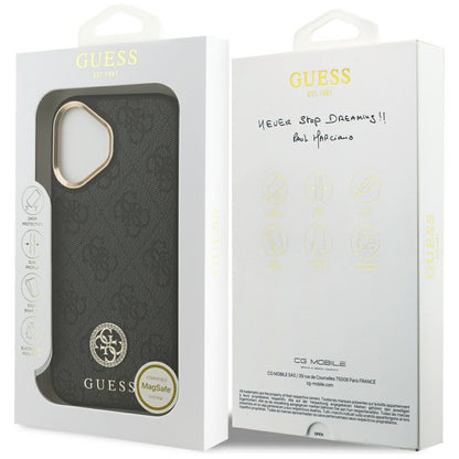 MagSafe Hülle für Apple iPhone 17, Guess, 4G Strass Logo, Schwarz