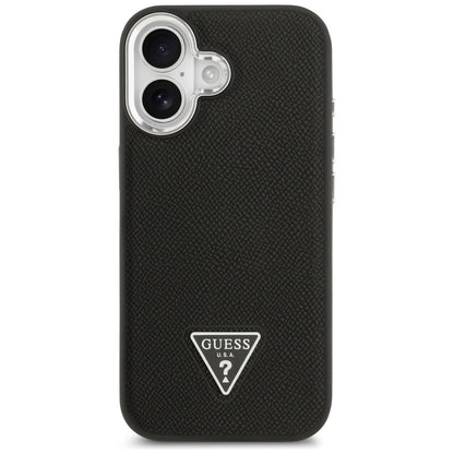 MagSafe Hülle für Apple iPhone 17, Guess, Grained Triangle Logo, Schwarz