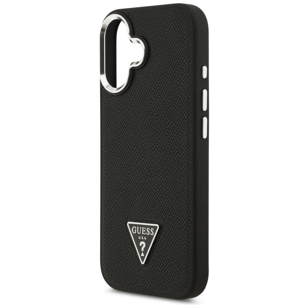 MagSafe Hülle für Apple iPhone 17, Guess, Grained Triangle Logo, Schwarz