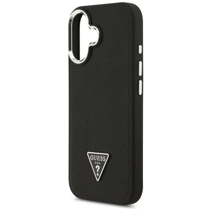 MagSafe Hülle für Apple iPhone 17, Guess, Grained Triangle Logo, Schwarz