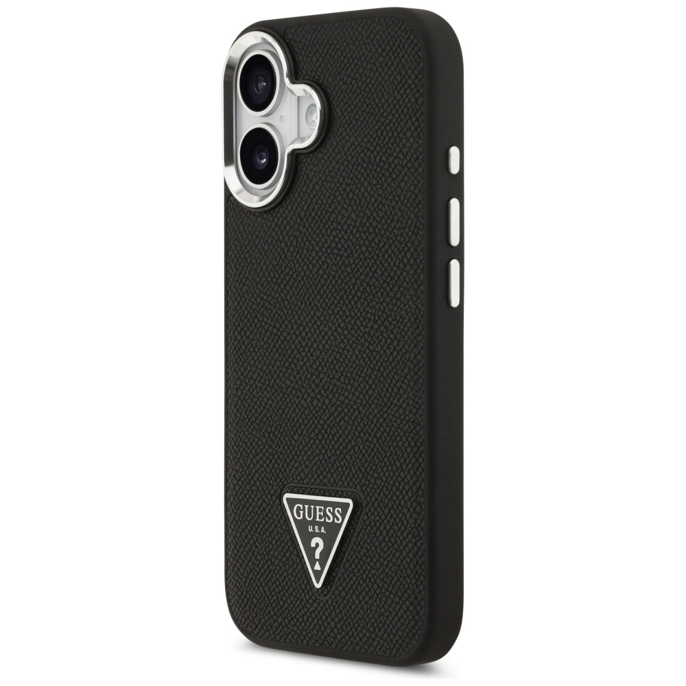 MagSafe Hülle für Apple iPhone 17, Guess, Grained Triangle Logo, Schwarz