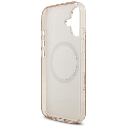 MagSafe Hülle für Apple iPhone 17, Guess, IML Flowers Allover Electroplated with Pearl Strap, Schwarz
