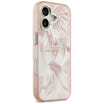 MagSafe Hülle für Apple iPhone 17, Guess, Jungle Tonal Triangle, Rosa