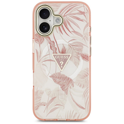 MagSafe Hülle für Apple iPhone 17, Guess, Jungle Tonal Triangle, Rosa