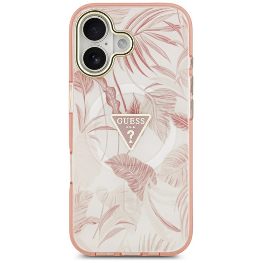 MagSafe Hülle für Apple iPhone 17, Guess, Jungle Tonal Triangle, Rosa