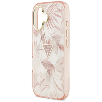 MagSafe Hülle für Apple iPhone 17, Guess, Jungle Tonal Triangle, Rosa